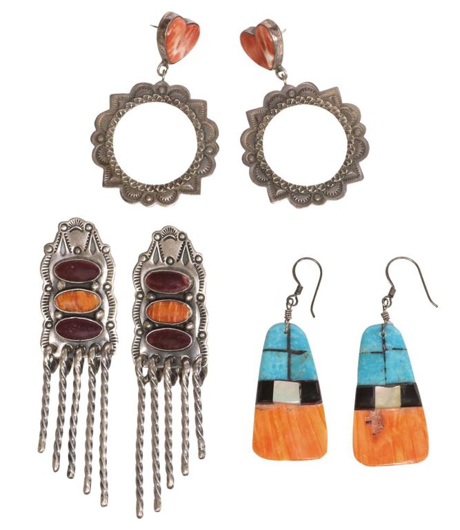 Silver and Shell Southwest Earrings