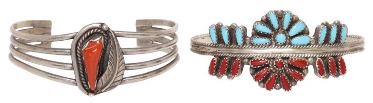 Silver Coral Cuff Bracelets