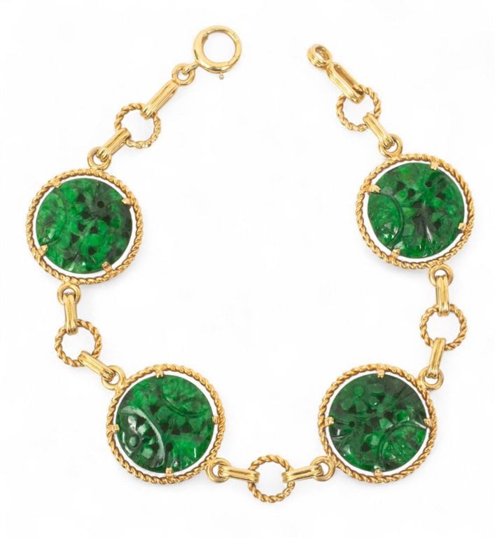 14k Gold and Jade Link Bracelet