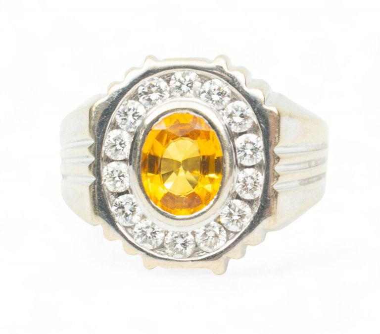 14k White Gold Sapphire and Diamond Ring
