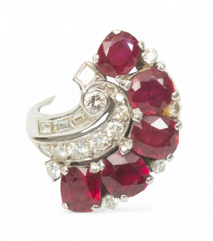 White Gold Ruby and Diamond Ring