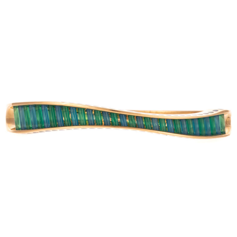 14k Yellow Gold Chalcedony Bangle Bracelet