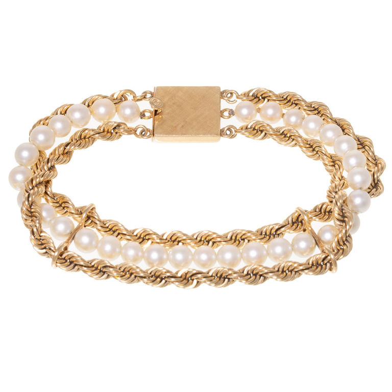 14k Yellow Gold Pearl Bracelet