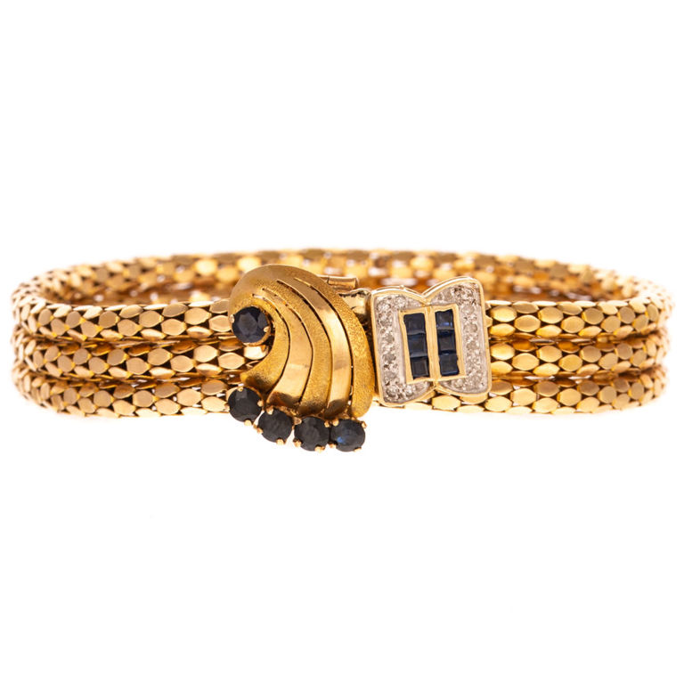 18k and 14k Gold Sapphire and Diamond Bracelet