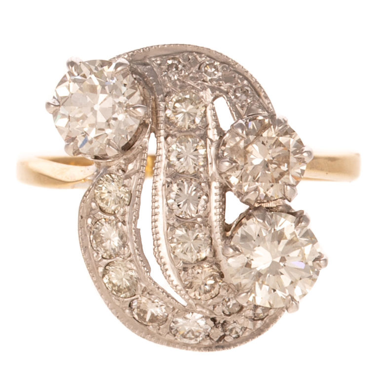 14k White and Yellow Gold Diamond Ring