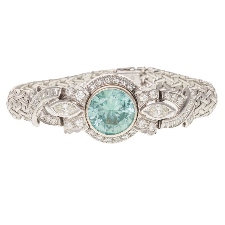Platinum and 14k Gold Diamond and Topaz Bracelet