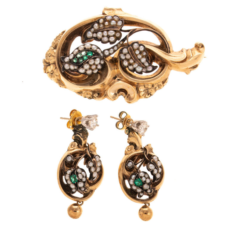 14k Yellow Gold Gemstone Jewelry Set