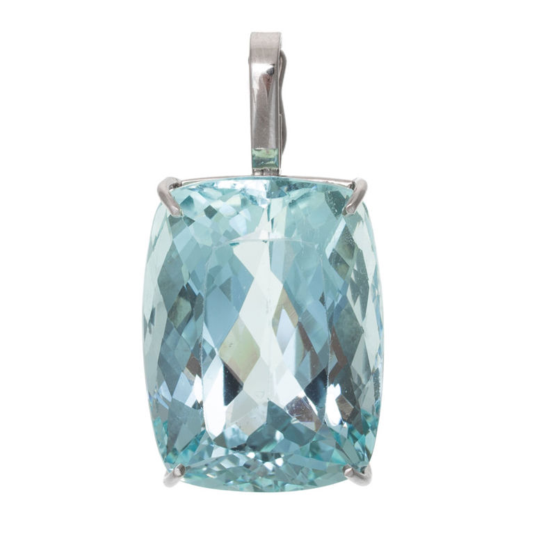 14k White Gold Aquamarine Pendant