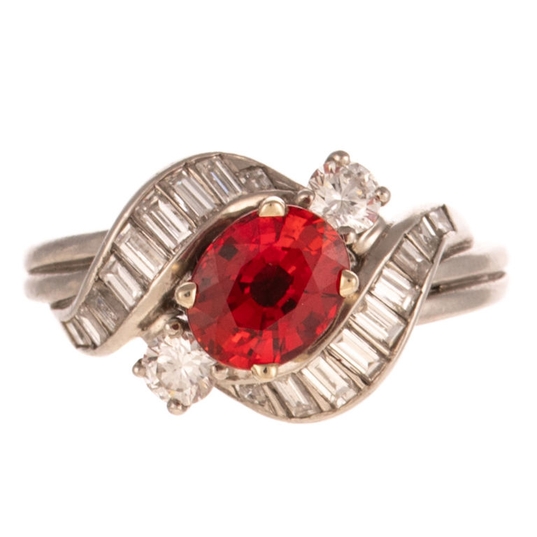 Platinum Ruby and Diamond Bypass Ring