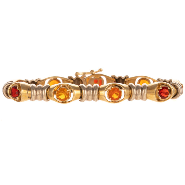 14k Yellow and White Gold Garnet Bracelet