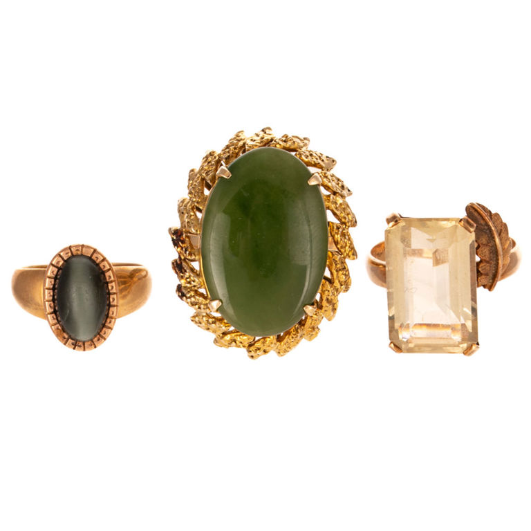 Three Gold Gemstone Rings