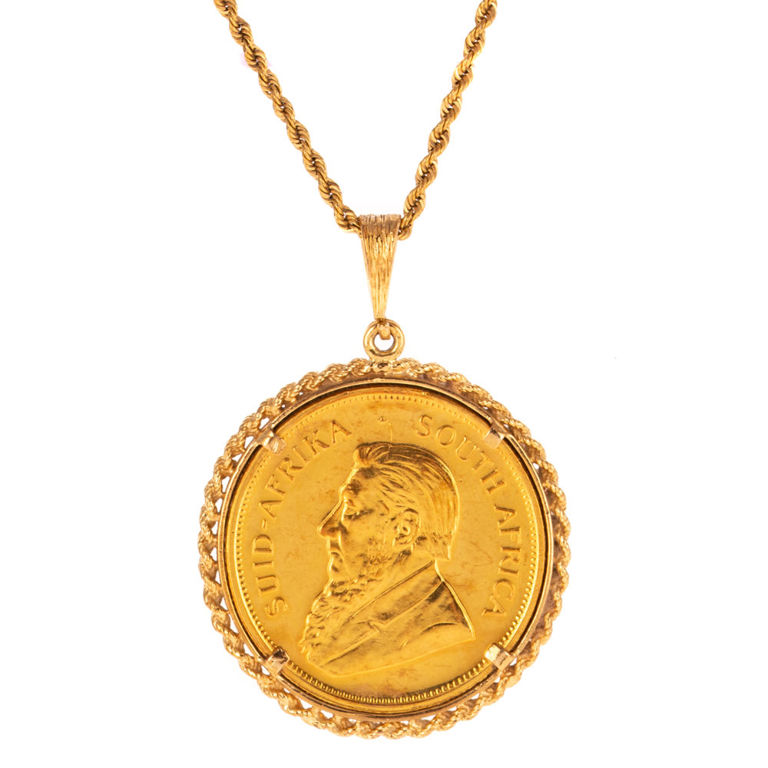 14k Gold Coin Pendant on 18k Gold Necklace