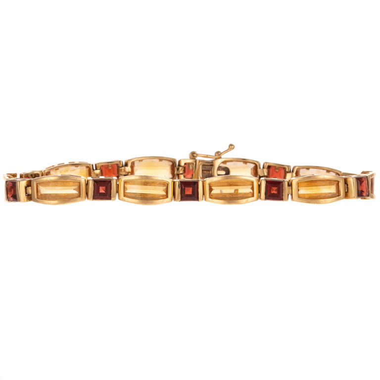 14k Yellow Gold Citrine and Garnet Bracelet