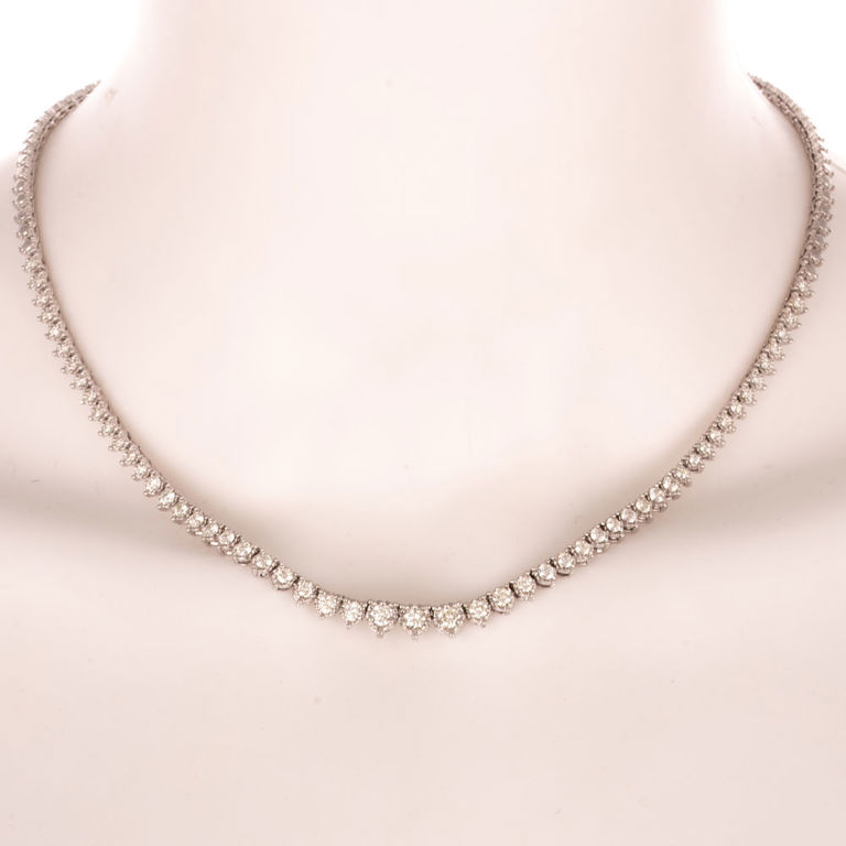 14k White Gold Diamond River Necklace