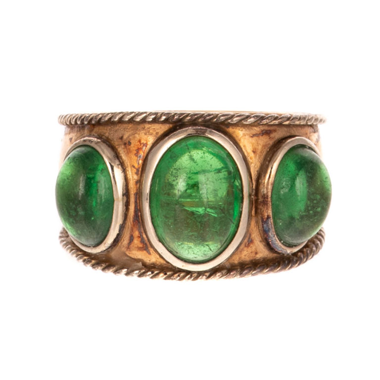 14k Yellow and White Gold Emerald Band Ring