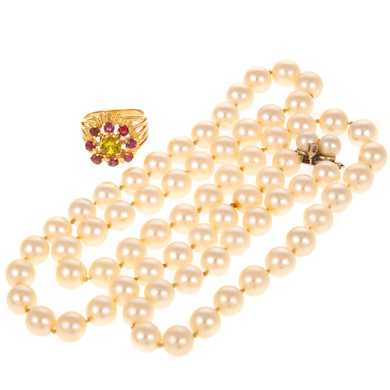 14k Gold Gemstone Ring and Necklace