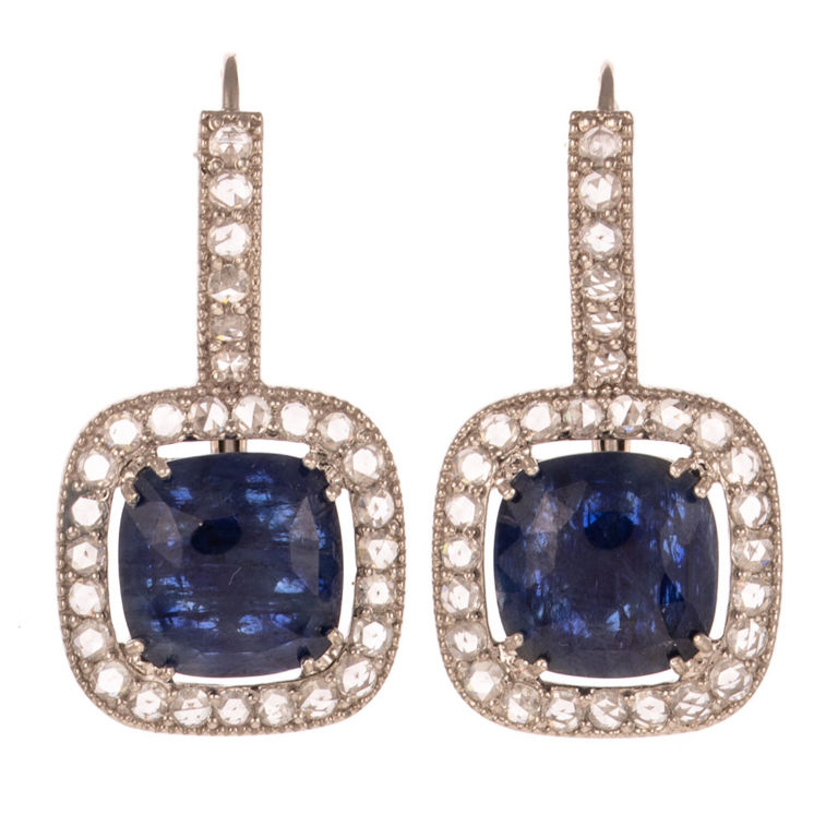 18k White Gold Sapphire and Diamond Earrings