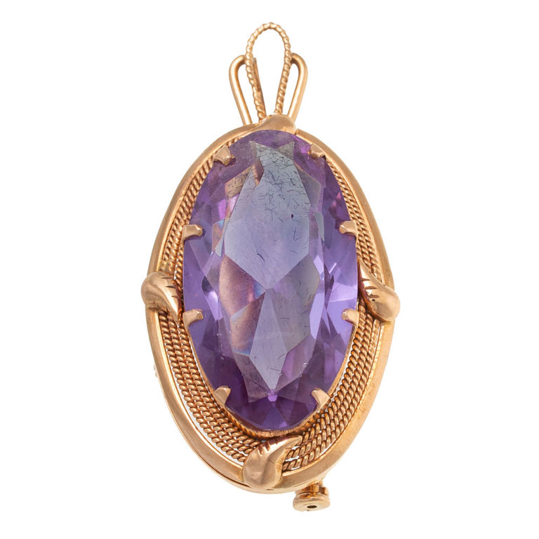 14k Yellow Gold Amethyst Pendant/Brooch