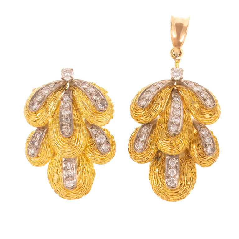Two 18k Yellow Gold Diamond Pendants