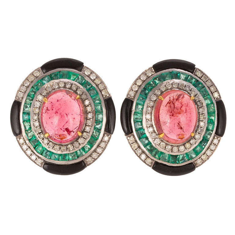 Silver and 14k Gold Gemstone Earrings