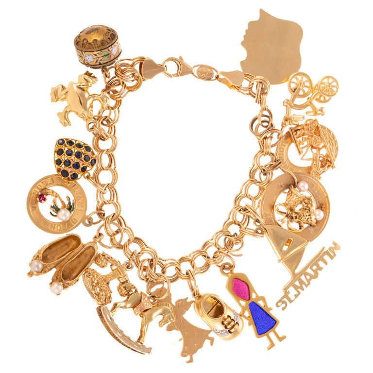14k and 18k Yellow Gold Charm Bracelet