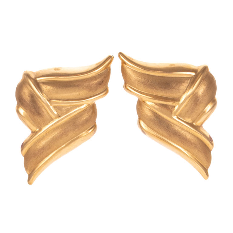 14k Yellow Gold Ribbon Earrings