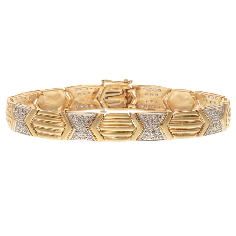 14k Yellow Gold Diamond Link Bracelet