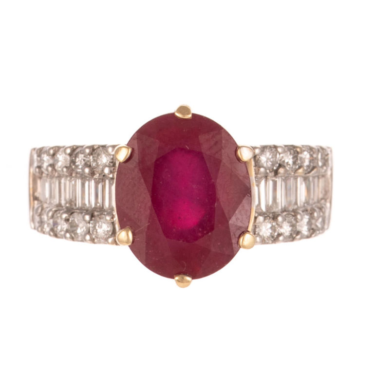 18k White Gold Ruby and Diamond Cocktail Ring
