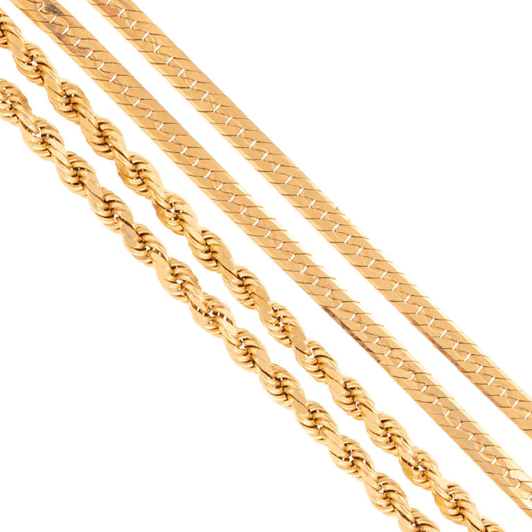 Two 14k Yellow Gold Chain Necklaces