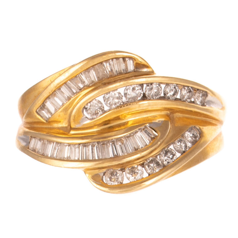 14k Yellow Gold Diamond Knot Ring