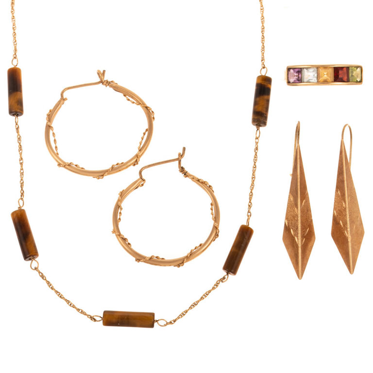 14k and 10k Yellow Gold Jewelry Set