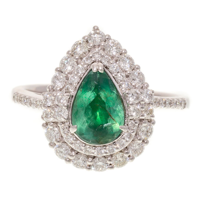 Platinum Alexandrite and Diamond Halo Ring
