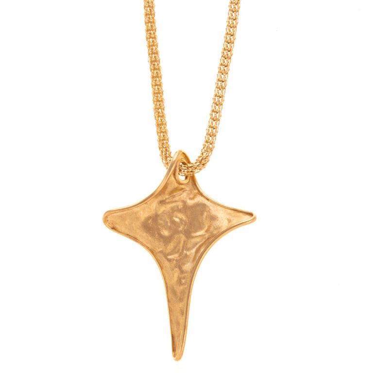 14k Yellow Gold Cross Pendant on Necklace