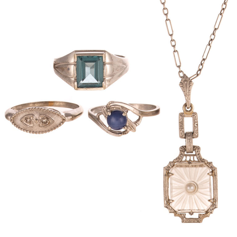 14k and 10k White Gold Jewelry Set