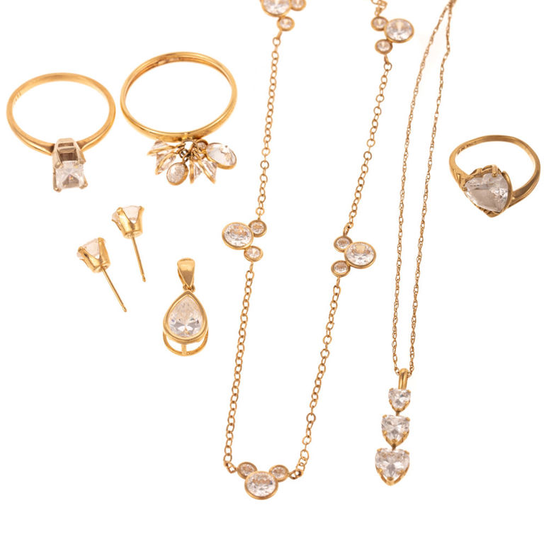 14k Yellow Gold Cubic Zirconia Jewelry Set