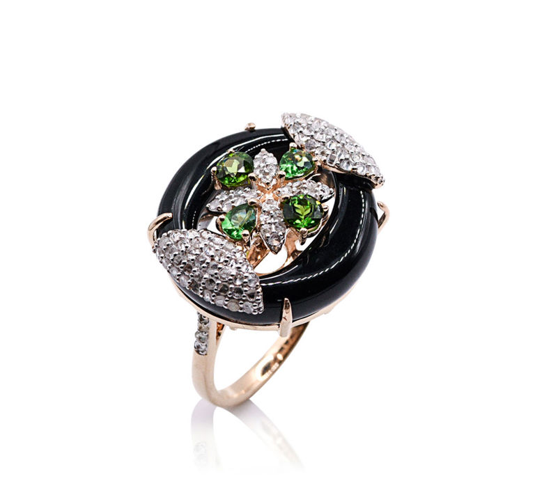 14k Yellow Gold Tsavorite and Diamond Ring