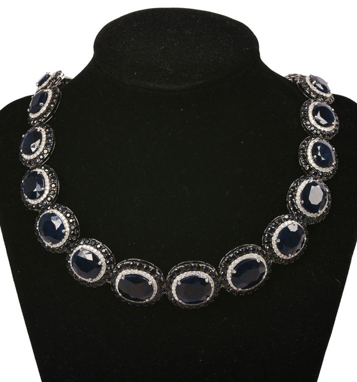 14k Gold Sapphire and Diamond Necklace