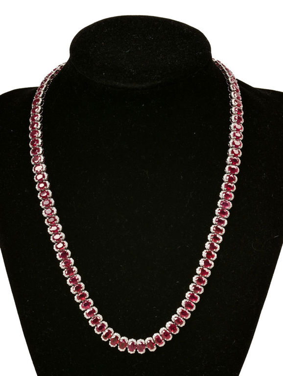 Platinum Ruby and Diamond Necklace