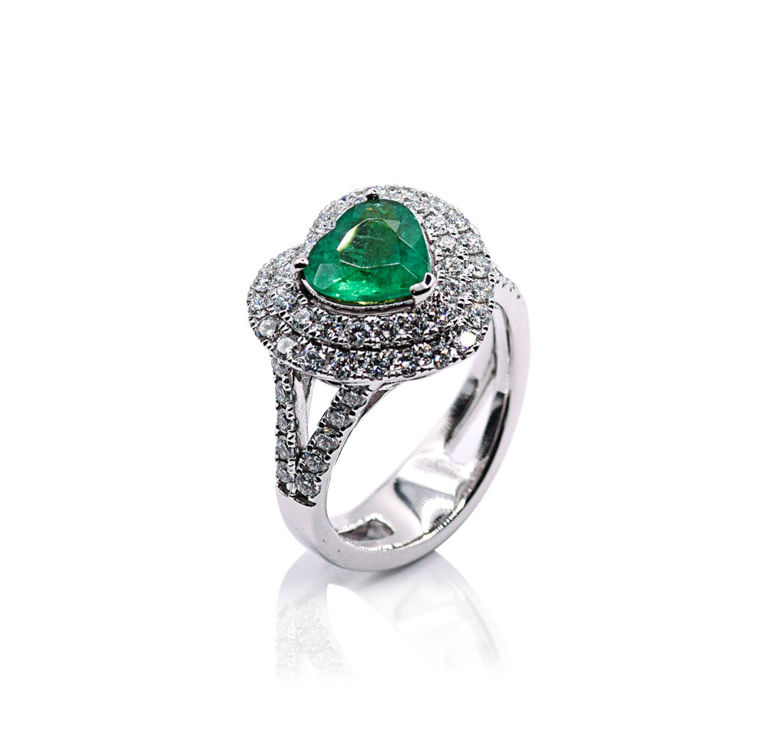 Platinum Emerald and Diamond Ring