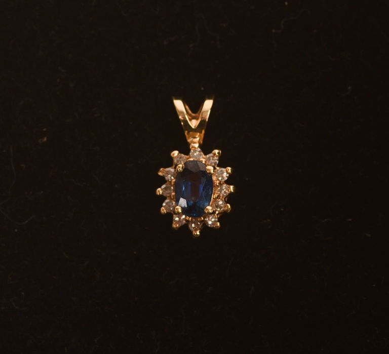 18k Gold Sapphire and Diamond Pendant