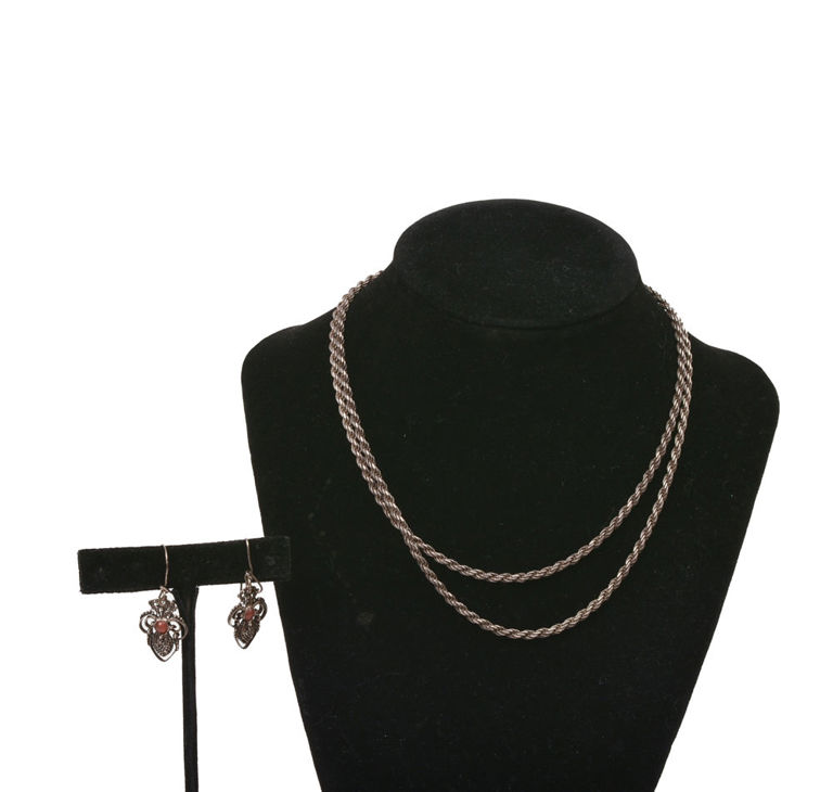 Silver Chain and Earrings Set