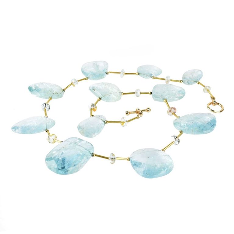 14k Yellow Gold Blue Quartz Necklace
