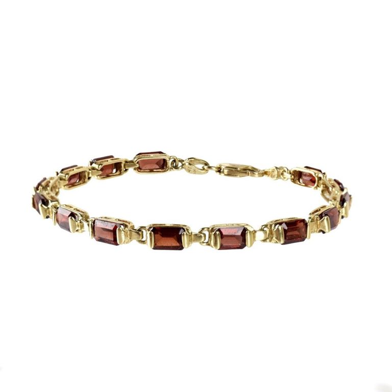 14k Yellow Gold Garnet Line Bracelet