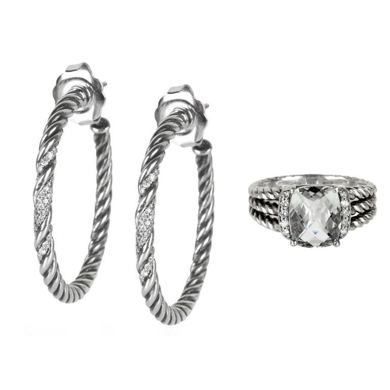 Sterling Silver Diamond and Topaz Jewelry Set