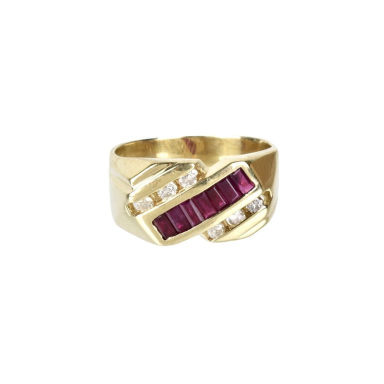 14k Yellow Gold Ruby and Diamond Ring