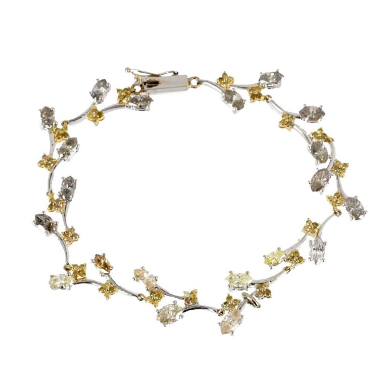 14k White and Yellow Gold Diamond Bracelet