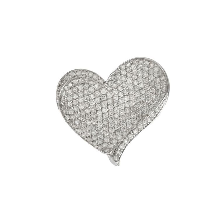 18k White Gold Diamond Heart Pendant