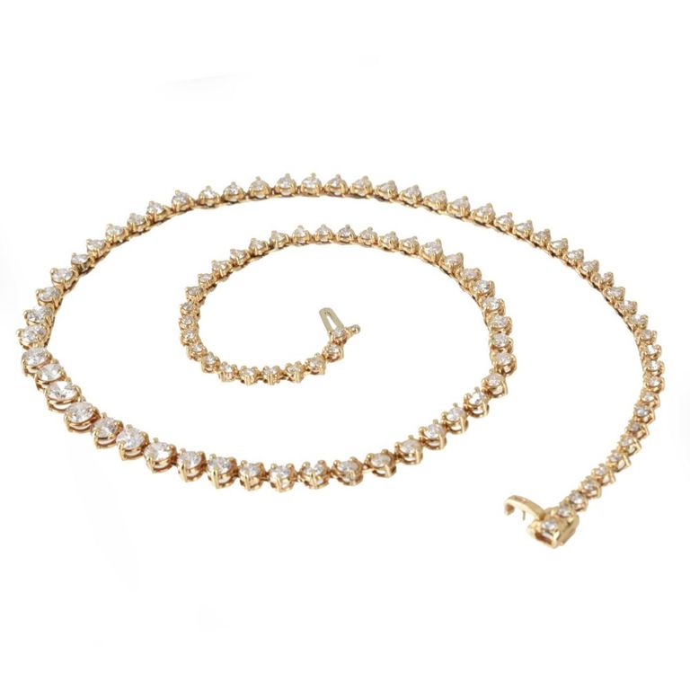 14k Yellow Gold Diamond Tennis Necklace