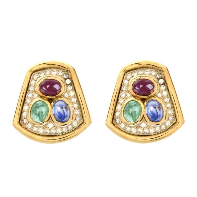 18k Yellow Gold Gemstone Earrings