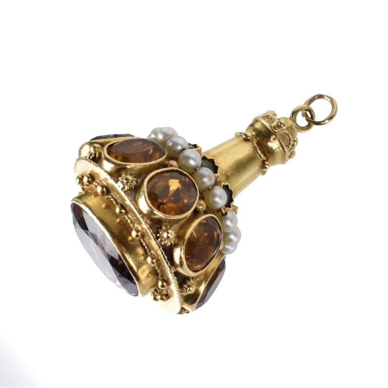 18k Yellow Gold Gemstone Charm Pendant